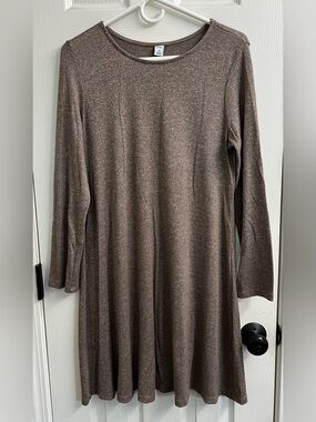 Lot of 3 Old Navy Long Sleeve Swing Dress Sz Med Taupe,Black,Animal Print